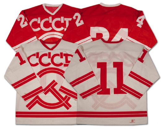 Collection of 2 1972 Canada/Russia Series Reunion Game Jerseys