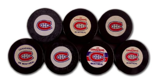 Montreal Canadiens Game Puck Collection of 7 Different