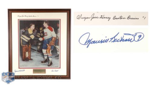 Rocket Richard & Sugar Jim Henry Autographed Framed Display