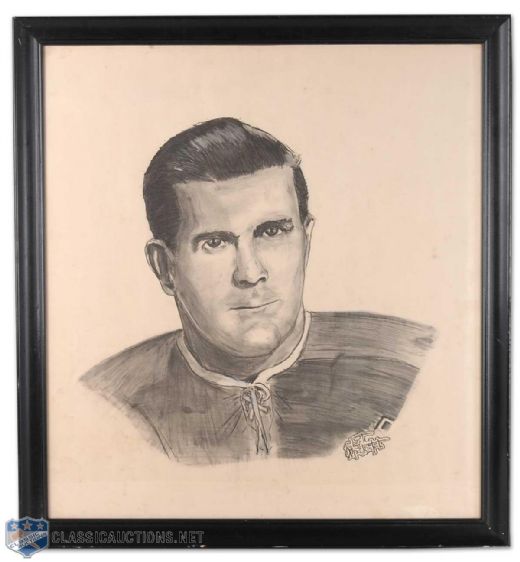 Maurice Richards Vintage Original Art Charcoal Portrait