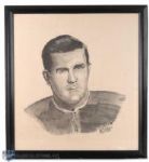 Maurice Richards Vintage Original Art Charcoal Portrait