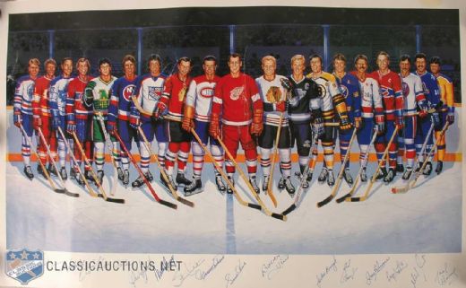 Maurice Richards Autographed 500-Goal Scorers Lithograph