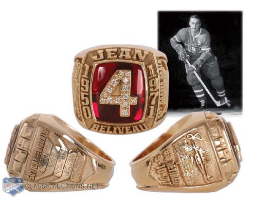 Spectacular Jean Beliveau Diamond & Gold Career Tribute Ring