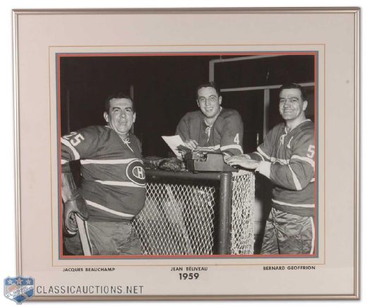 1959 Jean Beliveau & Boom Boom Geoffrion Framed Photo Display