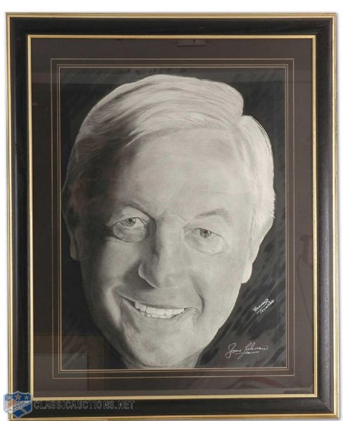 Huge Jean Beliveau Autographed Bernard Pelletier Portrait