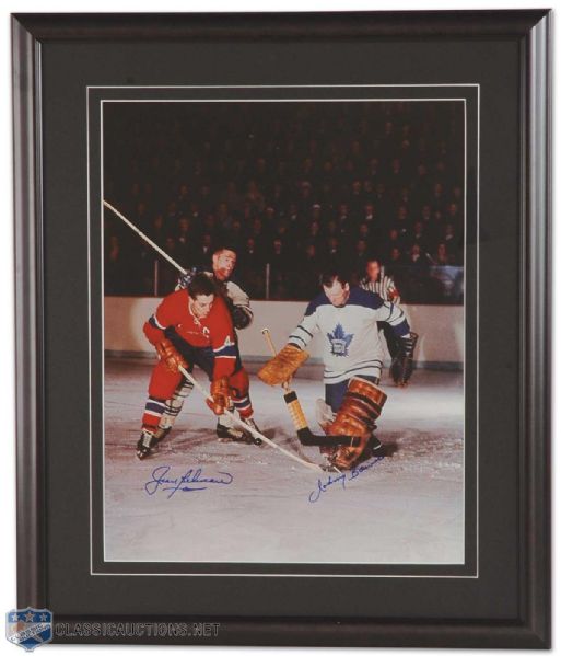 Jean Beliveau & Johnny Bower Autographed Framed Action Photo(22 x 26)