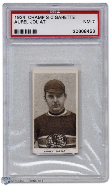 1924-25 Champs Cigarette Card of Aurele Joliat Graded PSA-7