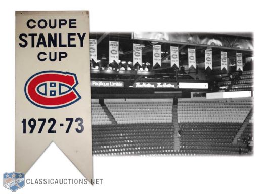 1972-73 Montreal Canadiens Stanley Cup Championship Banner from the Montreal Forum