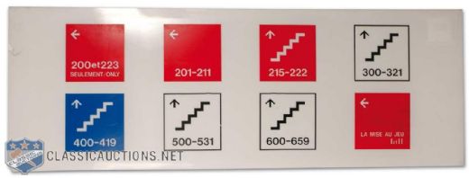 Directional Seating Section Pictogram Sign from the Montreal Forum (23” x 64”)