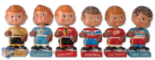 1960s Original Six Bobbing Head Doll Collection of 6