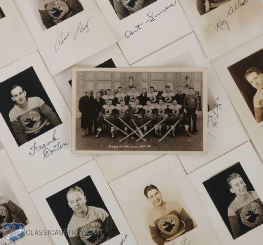 1937 Moose Jaw Millers Autographed Photo & Postcard Collection of 14