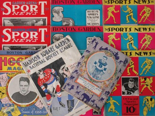 1930s Boston Bruins Boston Garden Program Collection of 10