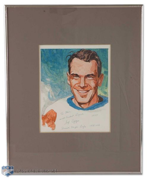 Framed and Autographed Syl Apps Original Painting by Carleton “Mac” McDiarmid