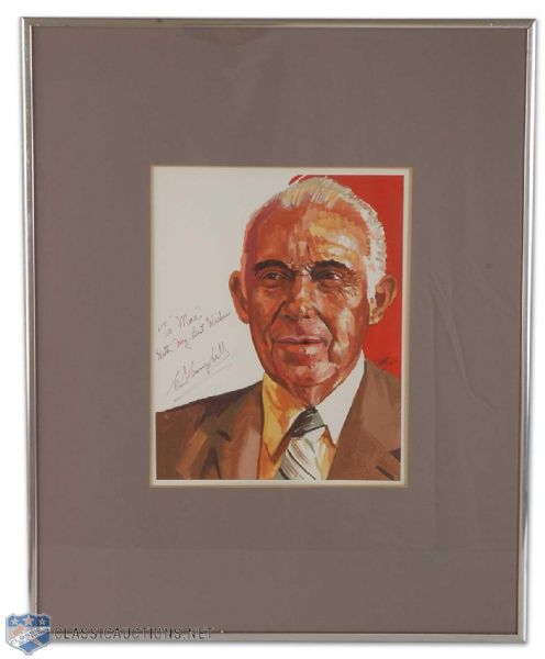Framed and Autographed Clarence Campbell Original Painting by Carleton “Mac” McDiarmid
