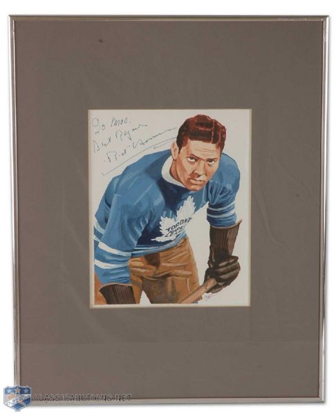 Framed and Autographed Red Horner Original Painting by Carleton “Mac” McDiarmid