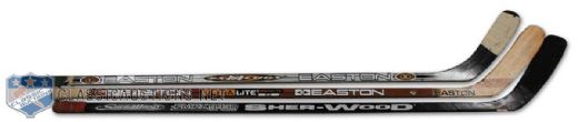 Stick Collection of 3 Used to Score the Canadiens 9999th Goal on Home Ice