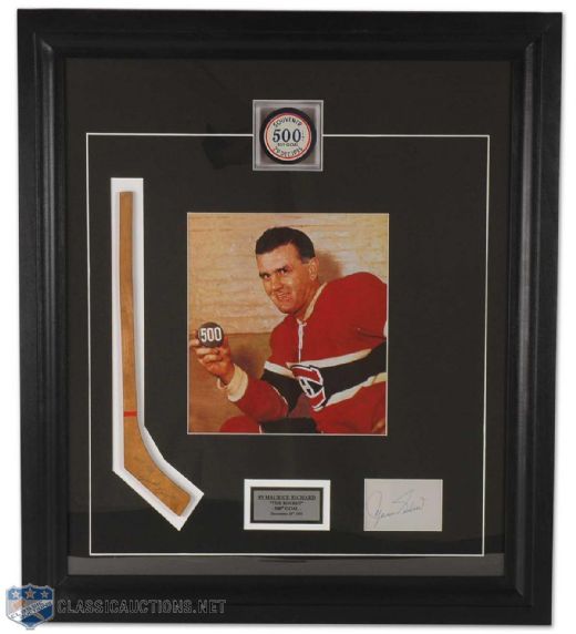 Maurice Richard 500th Goal Memorabilia Autographed Framed Display