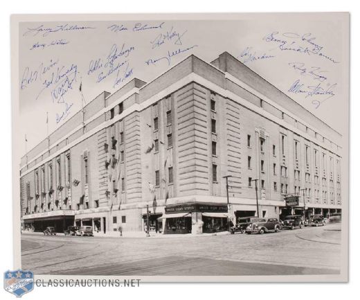 Maple Leaf Gardens Photo Autographed by 17 Former Leafs