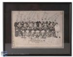 Framed Team Autographed 1933-34 Stanley Cup Champions Chicago Black Hawks Photo, Including Gardiner