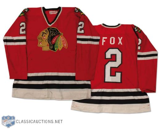 1970s Greg Fox Chicago Black Hawks Game Worn Jersey