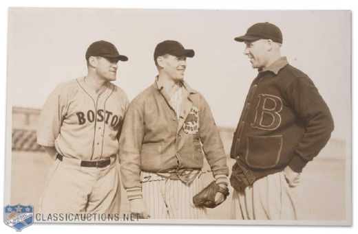 1940s Tiny Thompson Boston Bruins Baseball Photograph