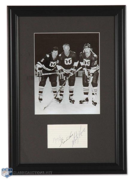 Gordie, Mark and Marty Howe Autographed Framed Display Collection of 3