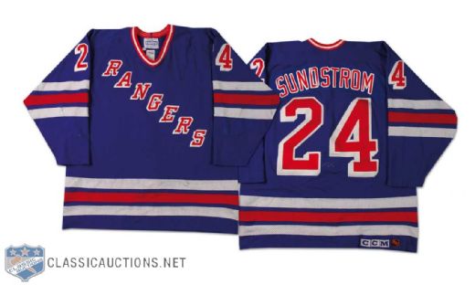 1990s Niklas Sundstrom New York Rangers Game Worn Jersey