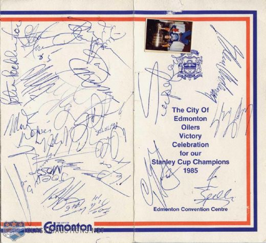 1985 Edmonton Oilers Autographed Stanley Cup Dinner Program
