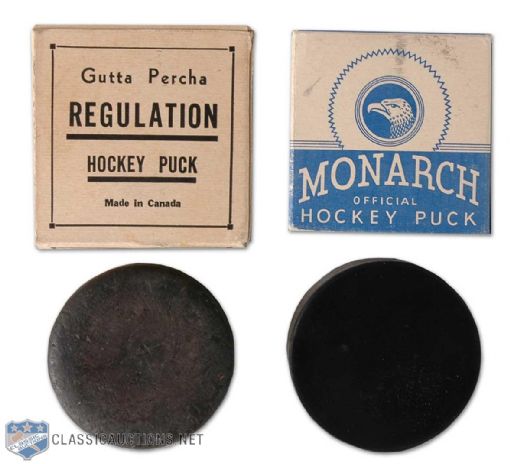 Vintage Puck Collection of 3Including 2 Boxed Pucks