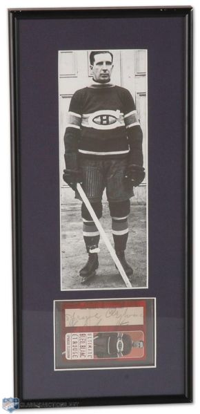 Sprague Cleghorn Framed Display Featuring Original Autograph "Ultimate Bleu, Blanc et Rouge" Card