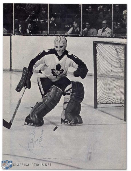 Jacques Plante Autographed Magazine Page Toronto Maple Leafs Action Picture