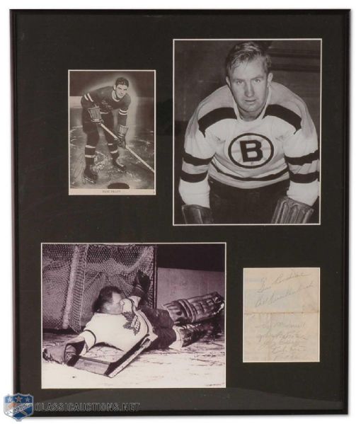 Framed Autograph and Photo Display Featuring Hall-of-Famers Babe Pratt,Turk Broda and Bill Quackenbush