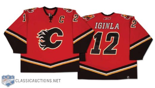 2006-07 Jerome Iginla Calgary Flames Game Worn Black Jersey