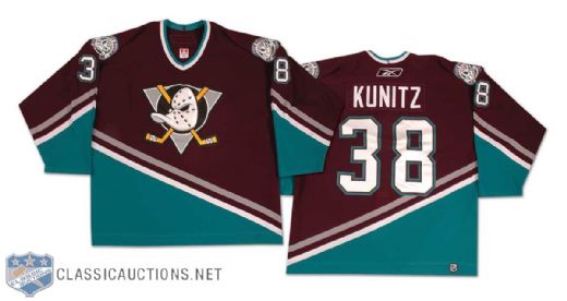 2005-06 Chris Kunitz Anaheim Mighty Ducks Game Worn Rookie Jersey