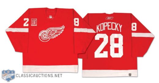 2007 Tomas Kopecky Steve Yzerman Night Game Worn Detroit Red Wings Jersey