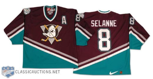 1990s Teemu Selanne Anaheim Mighty Ducks Game Worn Jersey