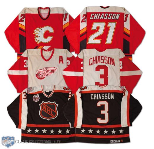 Steve Chiasson Game Worn Jersey Collection of 3