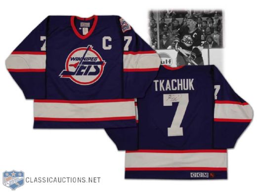 Keith Tkachuks Mid-1990s Winnipeg Jets Autographed Game Worn Jersey