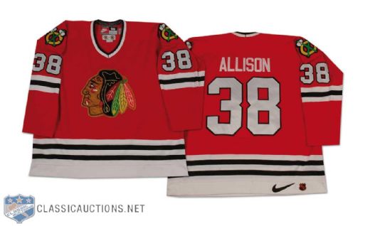 Jamie Allison 1998-99 Chicago Blackhawks Game Worn Road Jersey