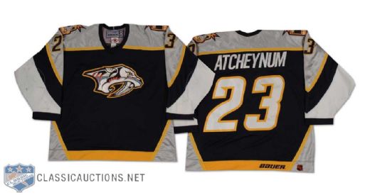 Blair Atcheynum 1998-99 Nashville Predators Game Worn Inaugural Season Road Jersey