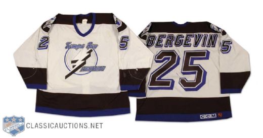 Marc Bergevin 1993-94 Tampa Bay Lightning Game Worn Home Jersey