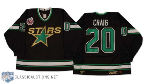 Mike Craig 1992-93 Minnesota North Stars Game Worn Road Jersey