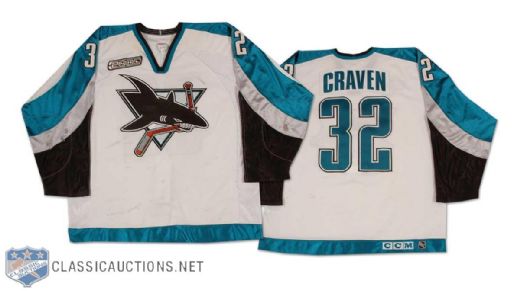 Murray Craven 1999-2000 San Jose Sharks Game Worn Home Jersey