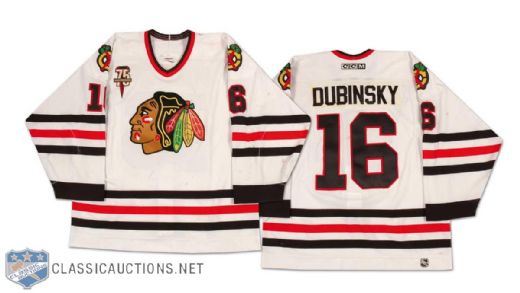 Steve Dubinsky 2000-01 Chicago Blackhawks Game Worn Home Jersey