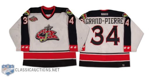 Jean-Luc Grand-Pierre 2000-01 Columbus Blue Jackets Inaugural Season Game Worn Home Jersey