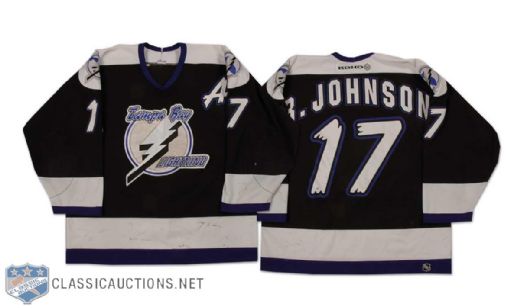 Ryan Johnson 2000-01 Tampa Bay Lightning Game Worn Road Jersey