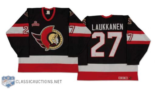 Janne Laukkanen 1995-96 Ottawa Senators Game Worn Road Jersey With Smitty Patch