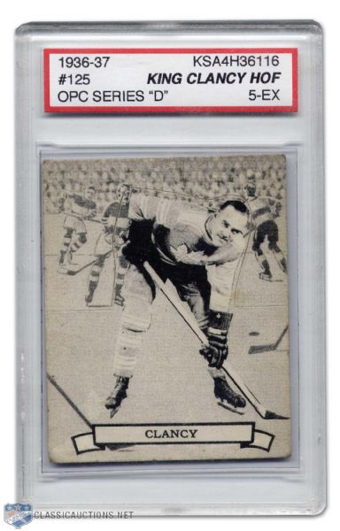 King Clancy 1936-37 OPC Series D Card Graded KSA 5