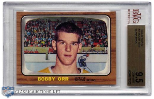 Rare Bobby Orr 1966-67 Topps Blank Back Rookie Card Graded Gem Mint