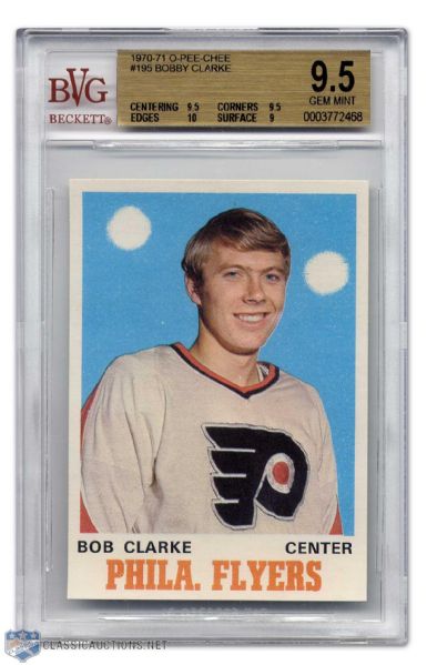 Bobby Clarke 1970-71 O-Pee-Chee Rookie Card Graded BVG 9.5